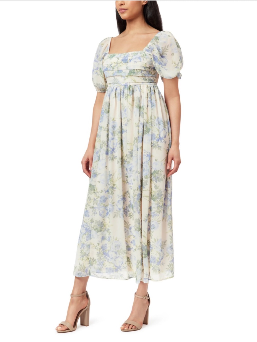Wallflower Cream Maxi Dress with Blue and Green Floral Print